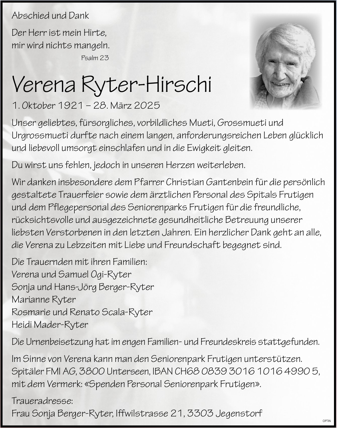 Verena Ryter-Hirschi, März 2025 / TA