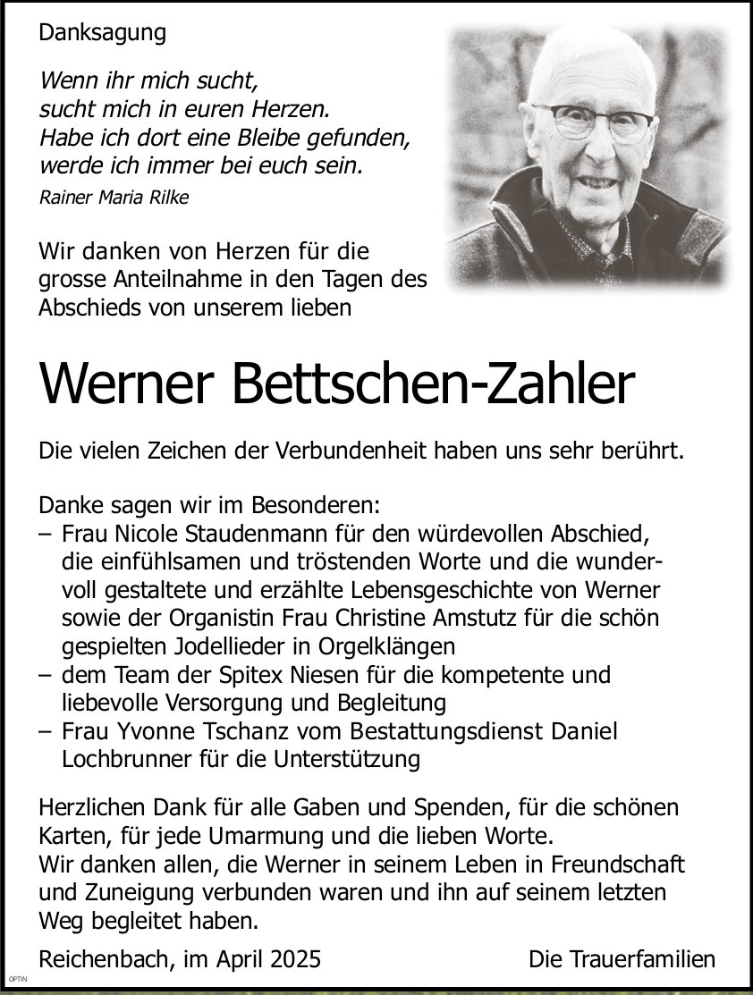Werner Bettschen-Zahler, im April 2025 / DS