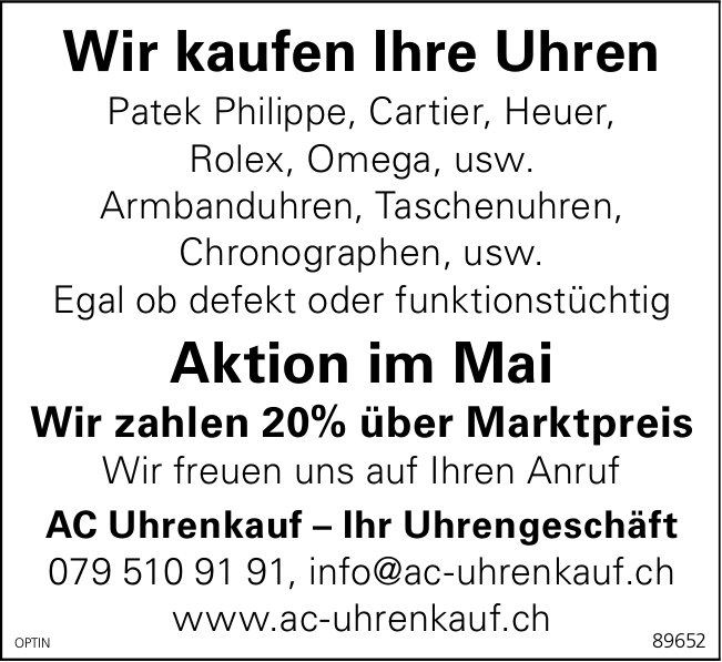 AC Uhrenkauf, Aktion im Mai