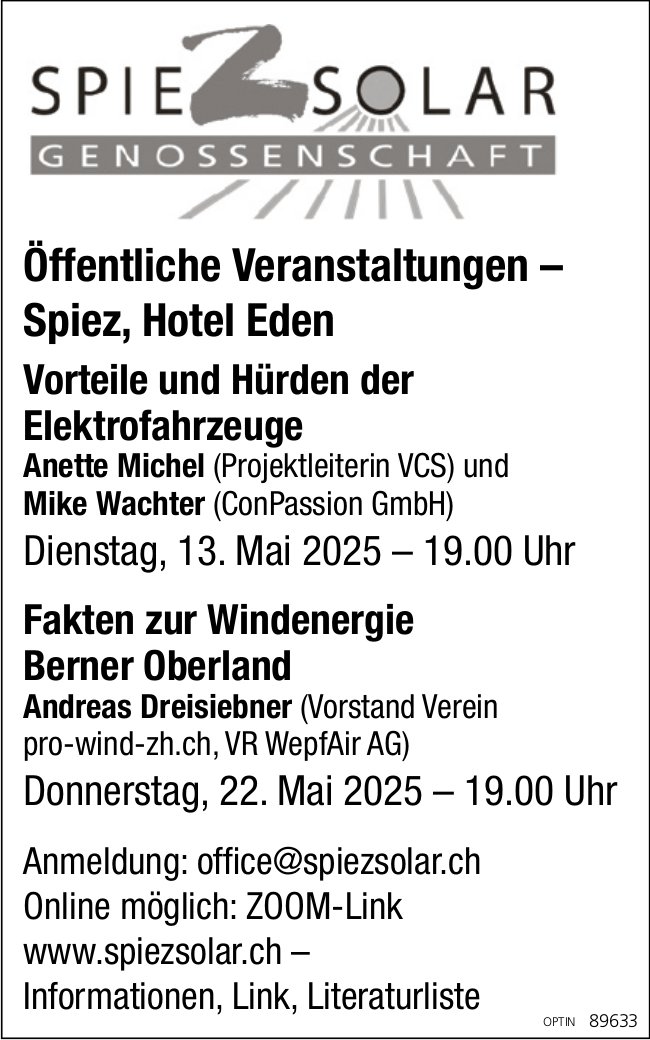 Spiez Solar, Programm
