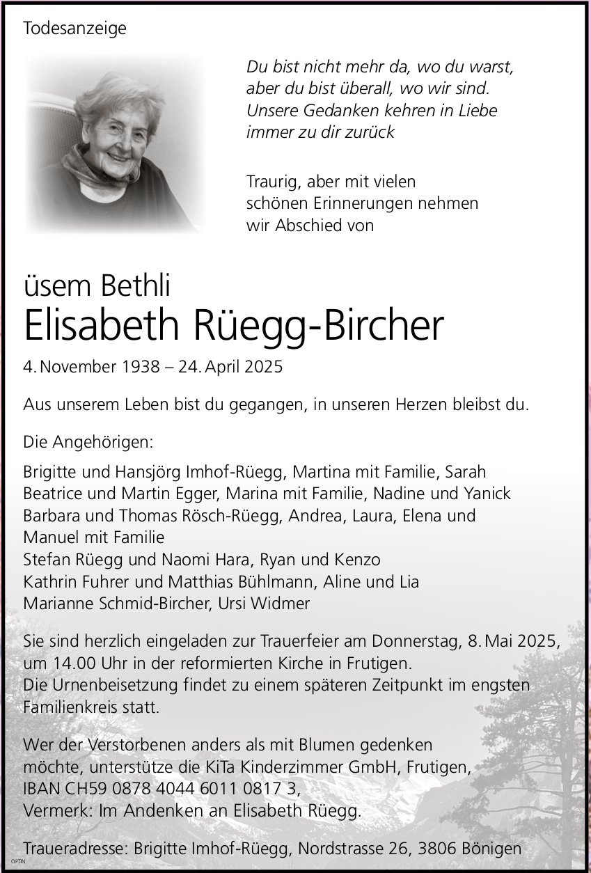 Elisabeth Rüegg-Bircher, April 2025 / TA