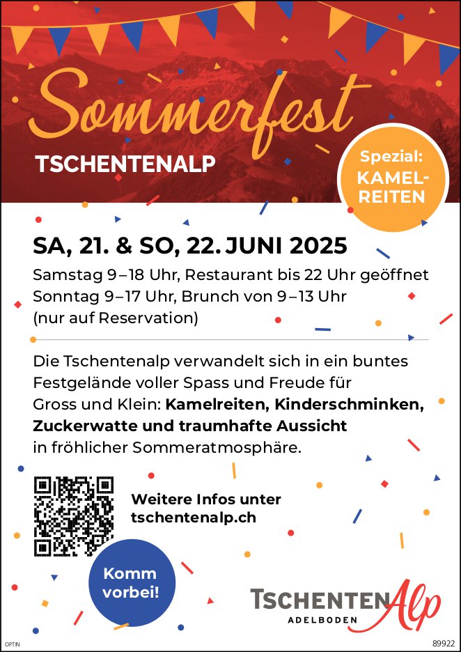 Sommerfest, 21. und 22. Juni, TschentenAlp, Adelboden