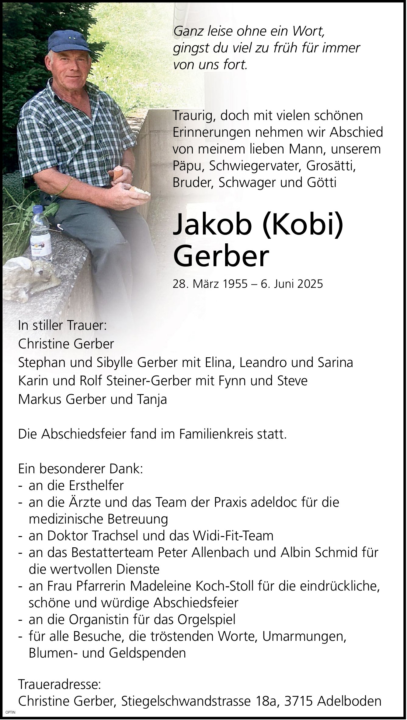 Jakob (Kobi) Gerber, Juni 2025 / TA