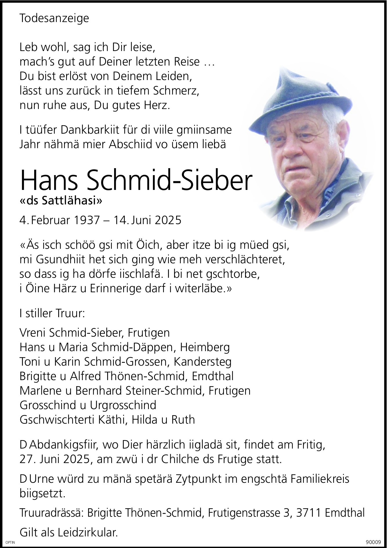 Hans Schmid-Sieber, Juni 2025 / TA