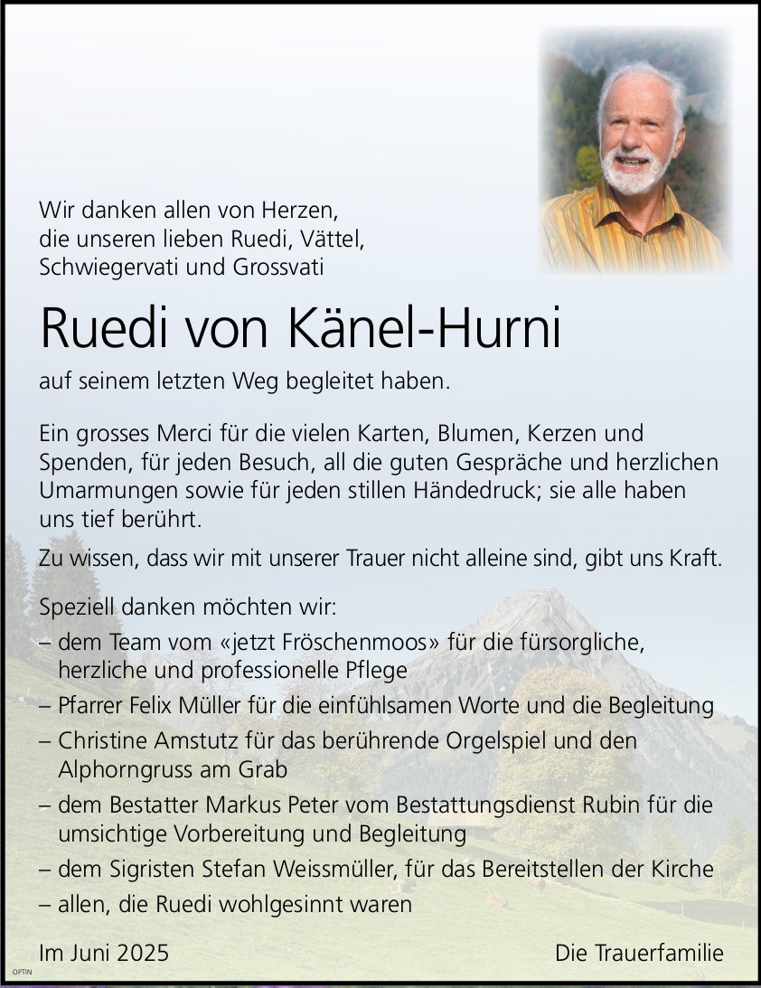 Ruedi von Känel-Hurni, im Juli 2025 / DS
