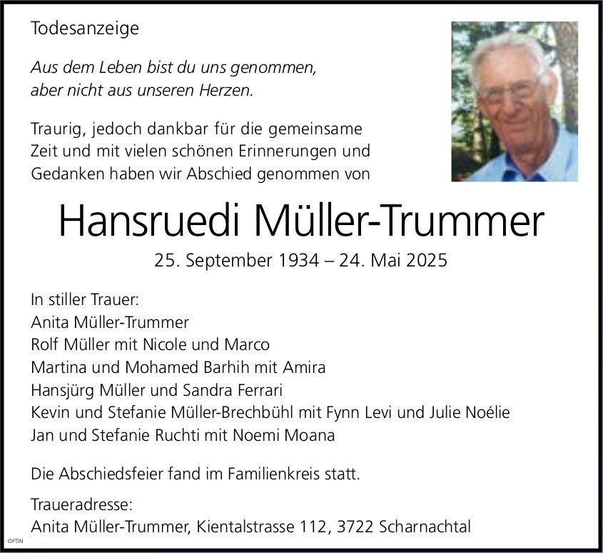Hansruedi Müller-Trummer, Mai 2025 / TA