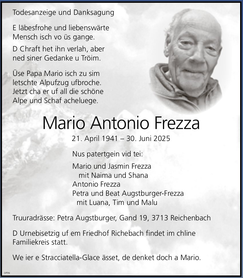 Mario Antonio Frezza, Juni 2025 / TA + DS