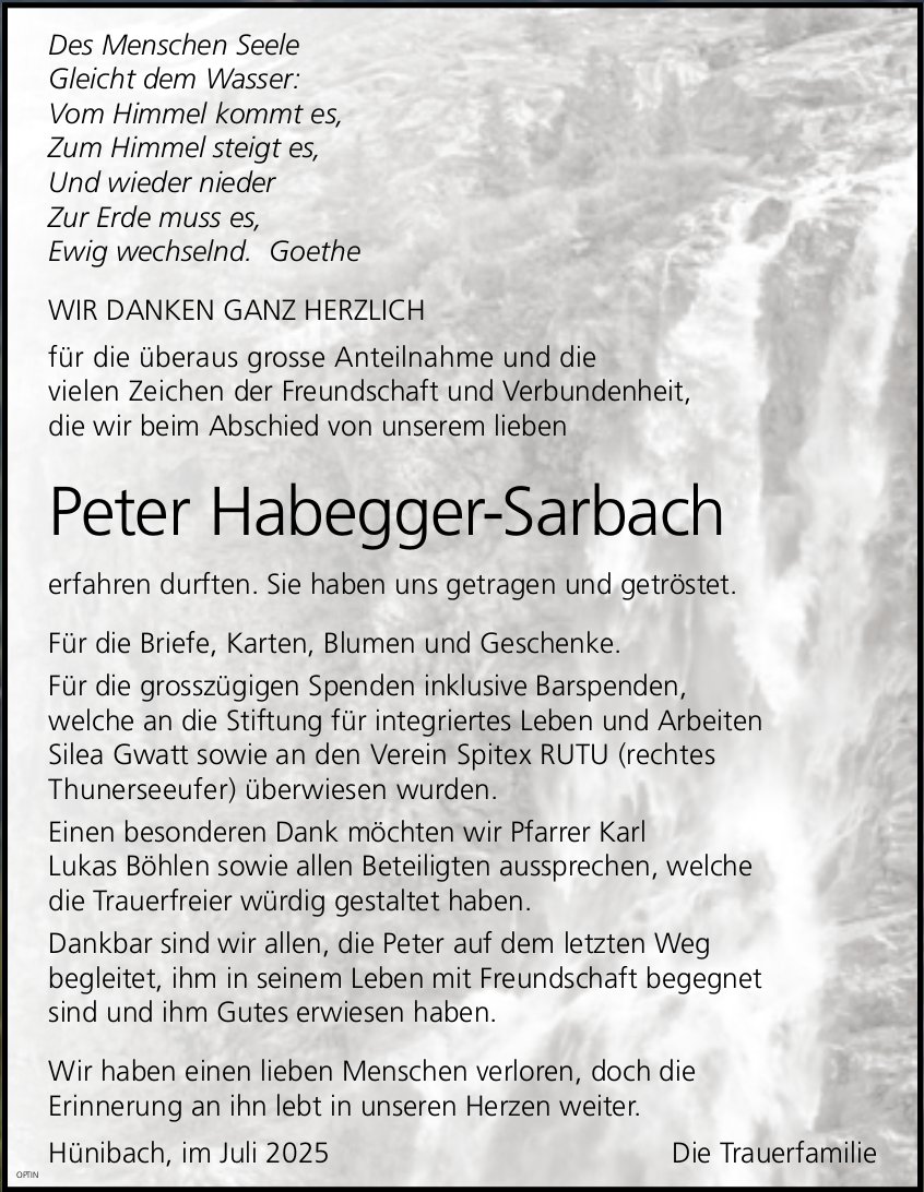 Peter Habegger-Sarbach, im Juli 2025 / DS