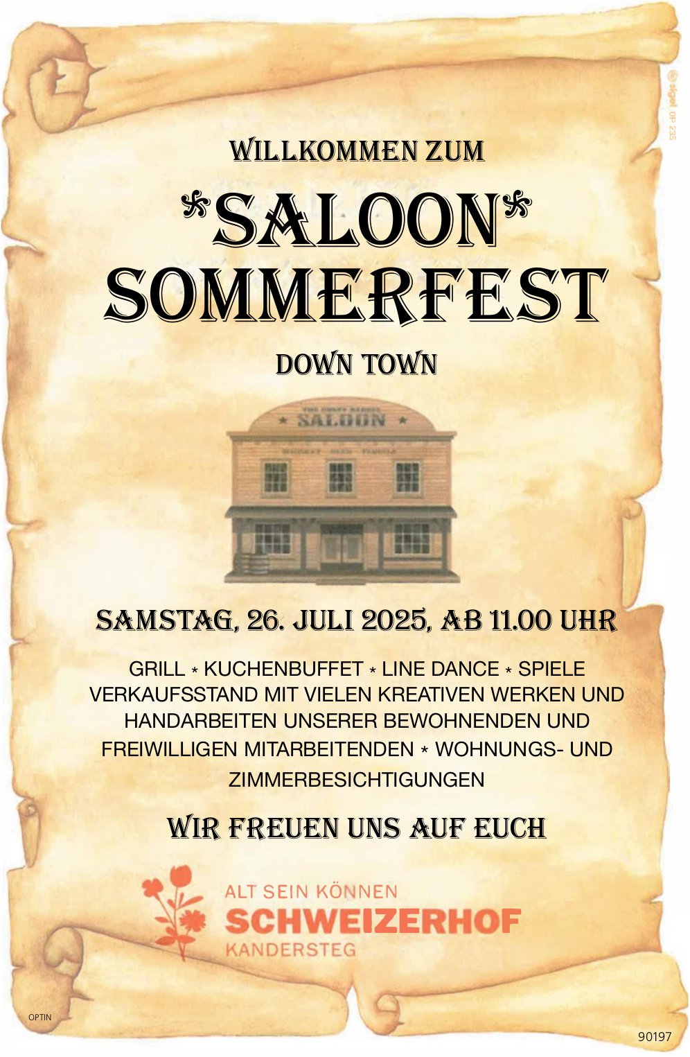 *Saloon* Sommerfest, 26. Juli, Schweizerhof, Kandersteg