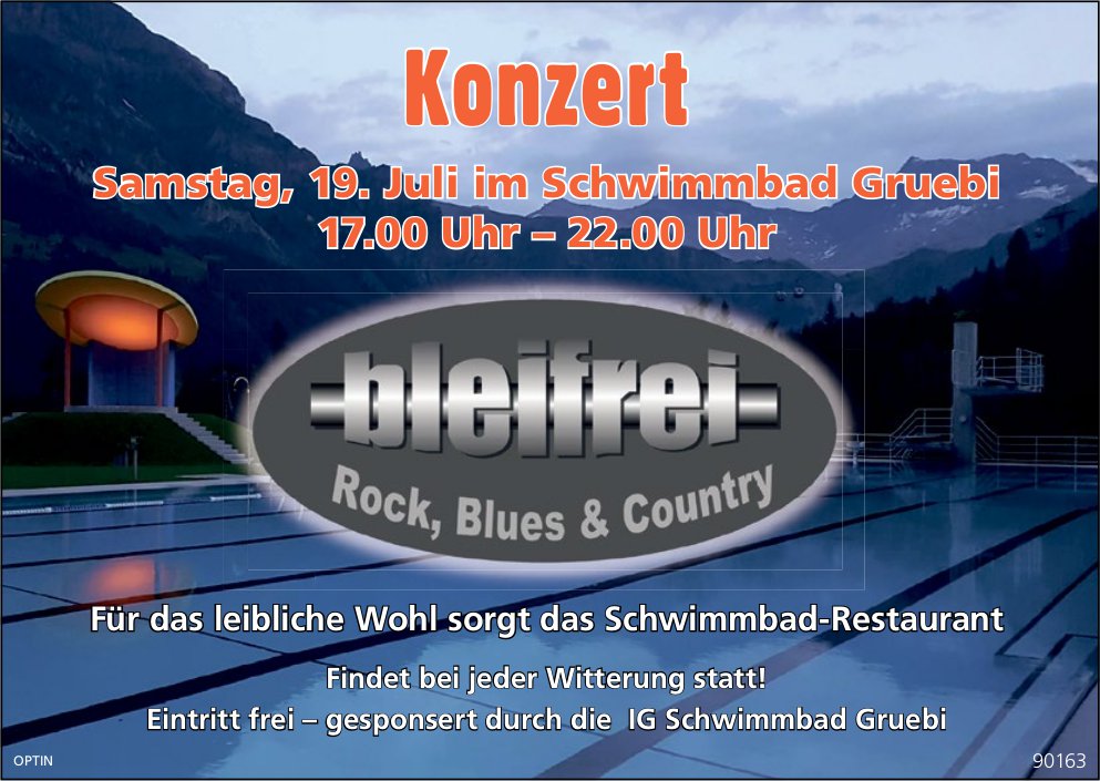 Konzert, 19. Juli, Schwimmbad Gruebi