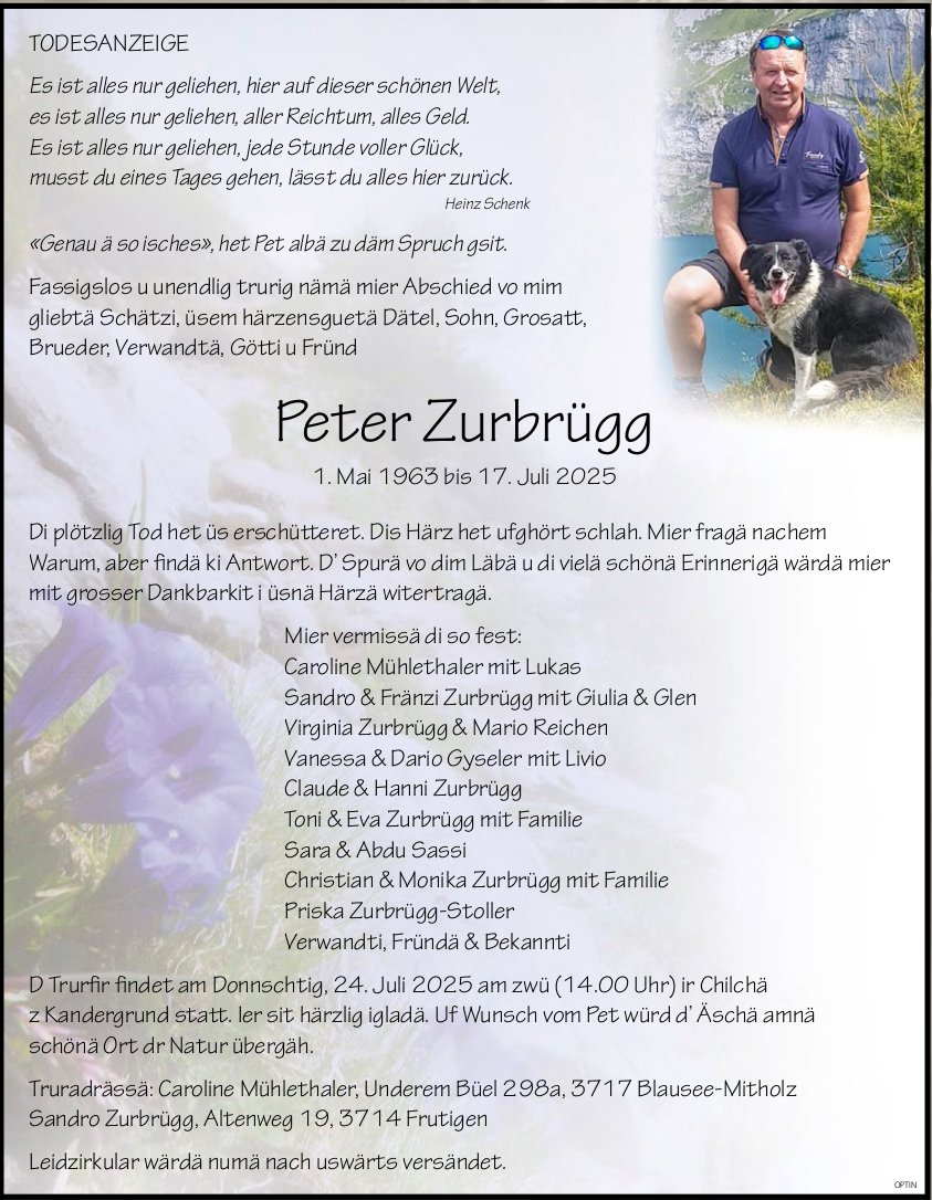Peter Zurbrügg, Juli 2025 / TA