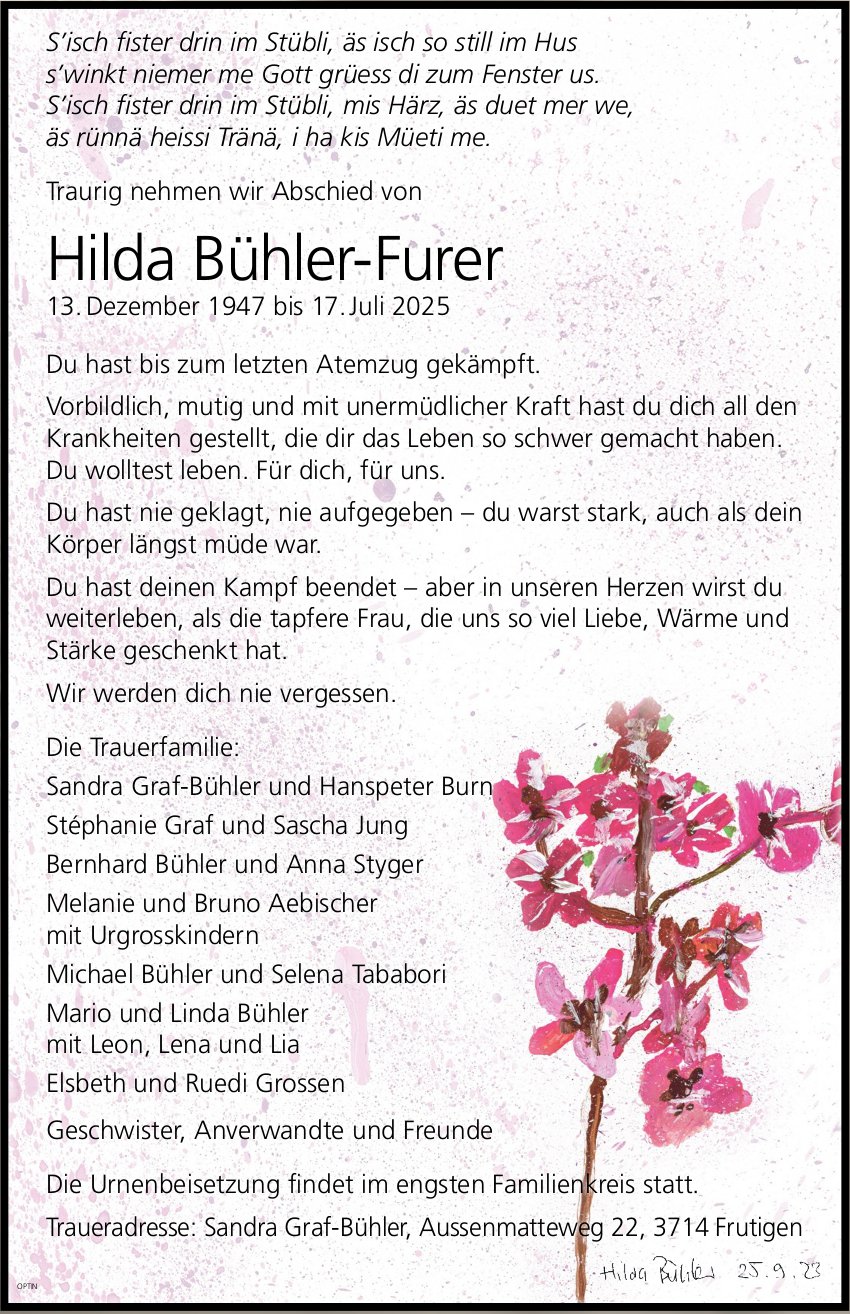 Hilda Bühler-Furer, Juli 2025 / TA
