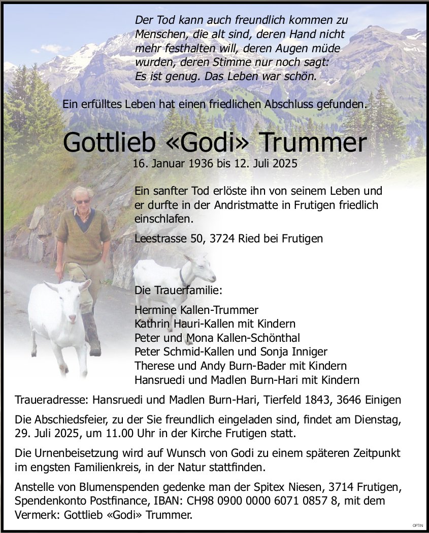 Gottlieb «Godi» Trummer, Juli 2025 / TA