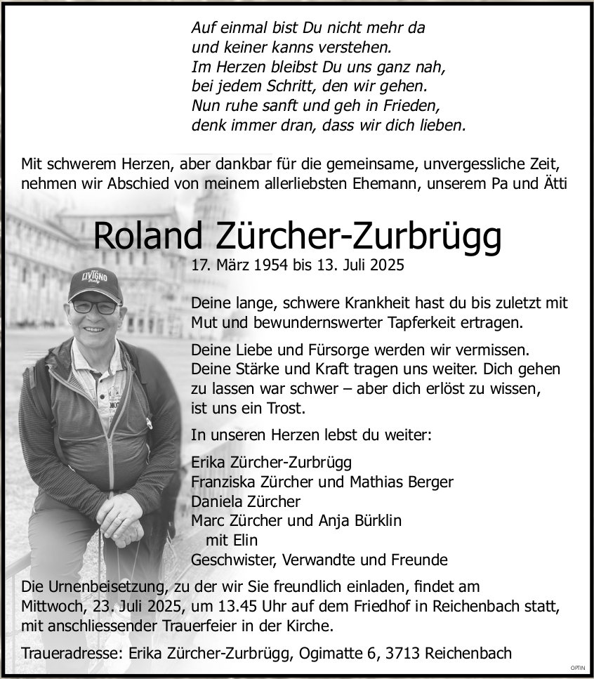 Roland Zürcher-Zurbrügg, Juli 2025 / TA