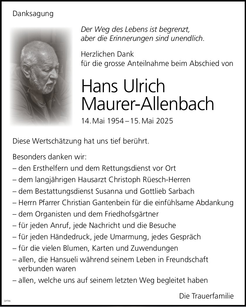 Hans Ulrich Maurer-Allenbach, im August 2025 / DS