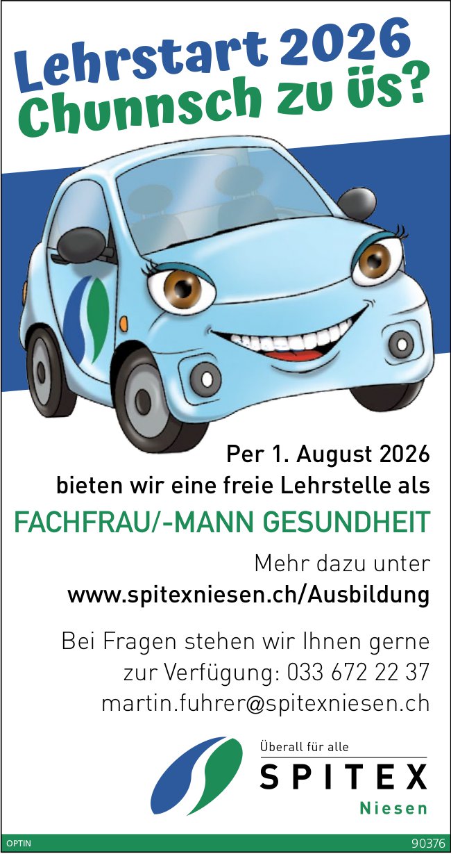 Lehrstelle als FaGe, Spitex Niesen, zu vergeben