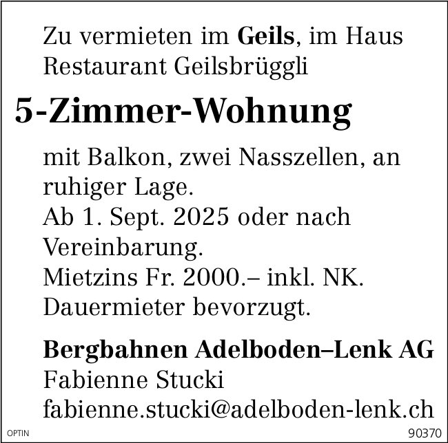 5-Zimmer-Wohnung, Geils, zu vermieten