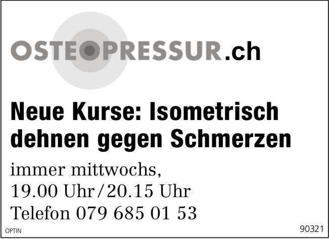 Osteopressur, Neue Kurse: Isometrisch dehnen gegen Schmerzen