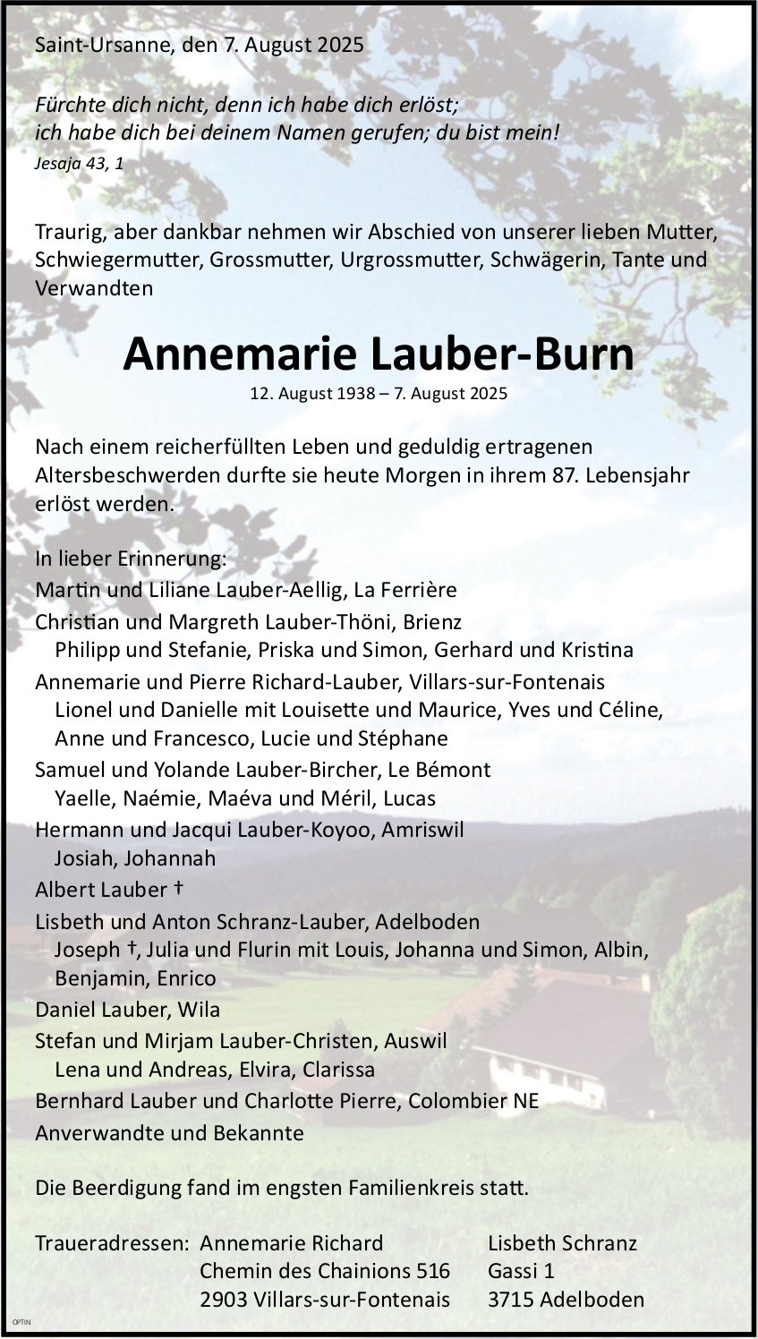 Annemarie Lauber-Burn, August 2025 / TA
