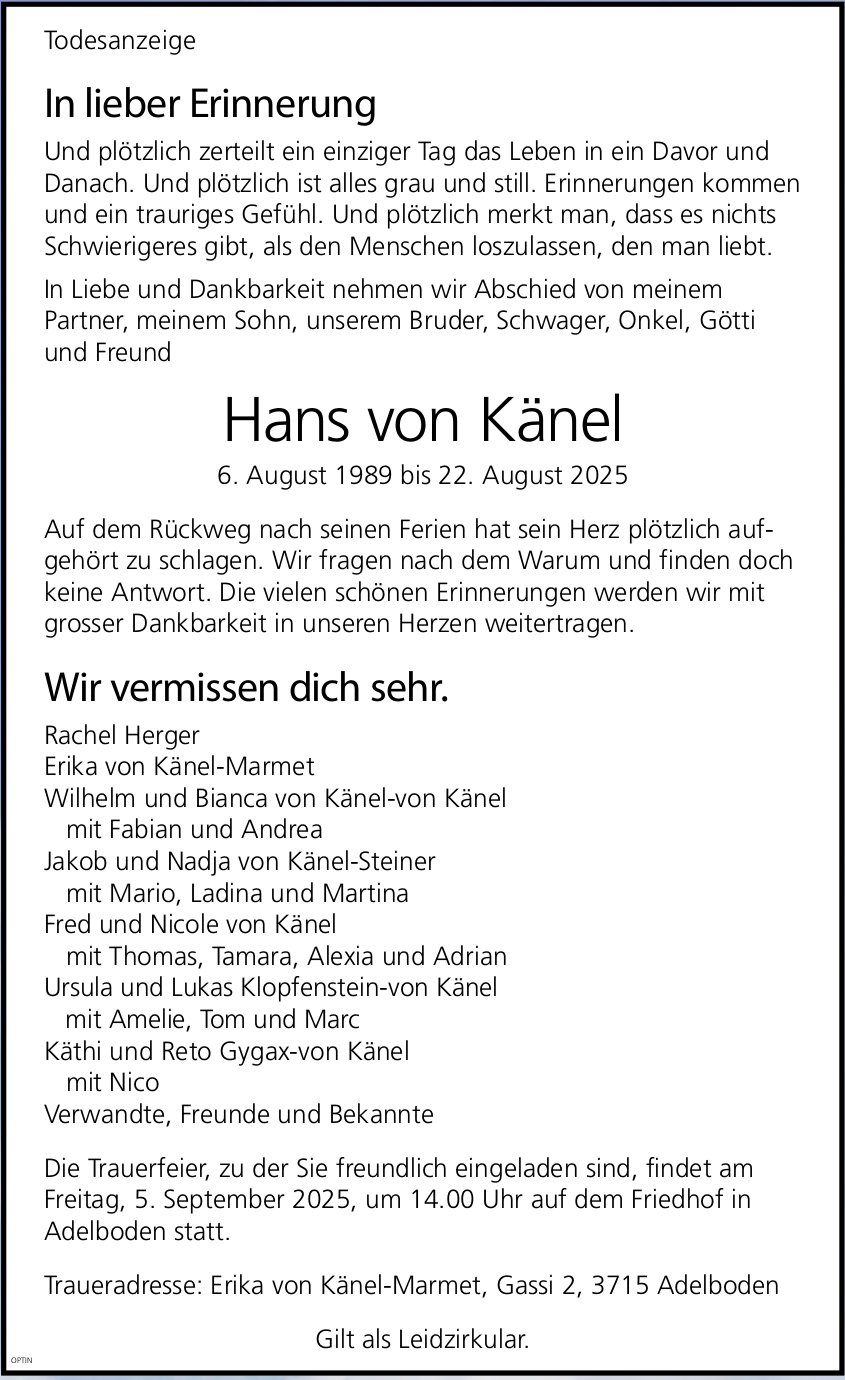 Hans von Känel, August 2025 / TA