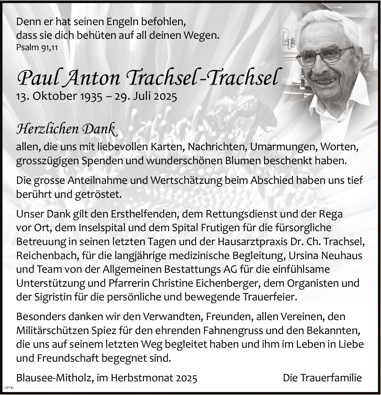 Paul Anton Trachsel-Trachsel, im September 2025 / DS