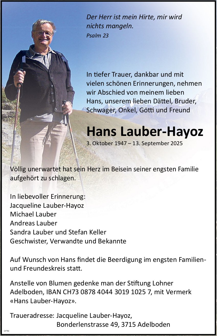 Hans Lauber-Hayoz, September 2025 / TA