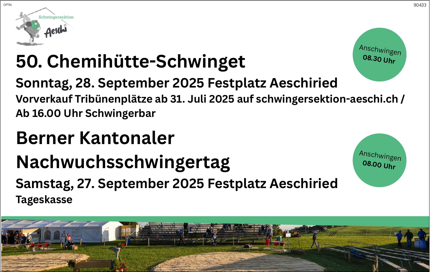 50. Chemihütte-Schwinget, 28. September, Festplatz Aeschiried