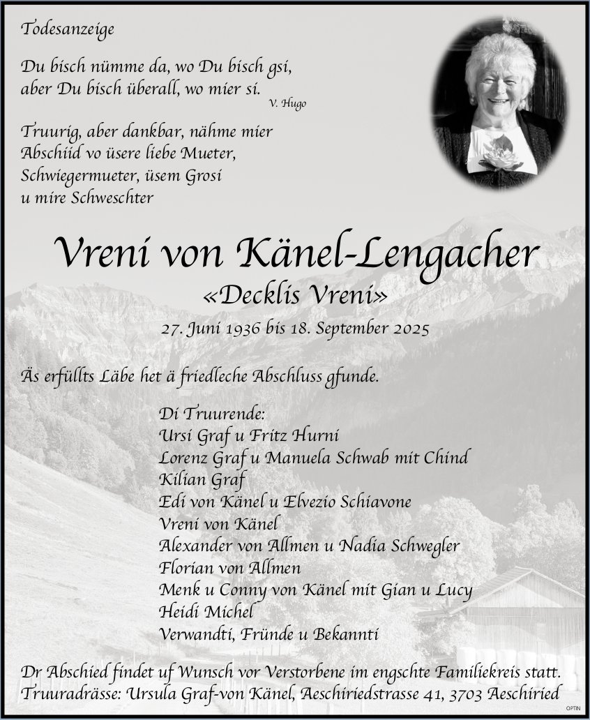 Vreni von Känel-Lengacher, September 2025 / TA