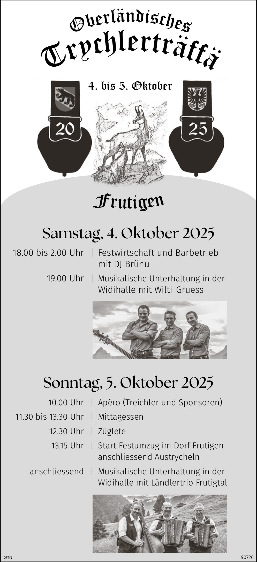 Oberländisches Trychlerträffä, 4. und 5. Oktober, Frutigen