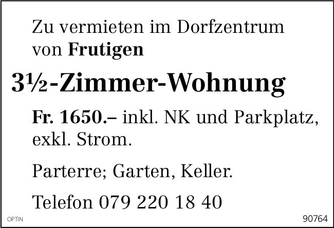3.5-Zimmer-Wohnung, Frutigen, zu vermieten