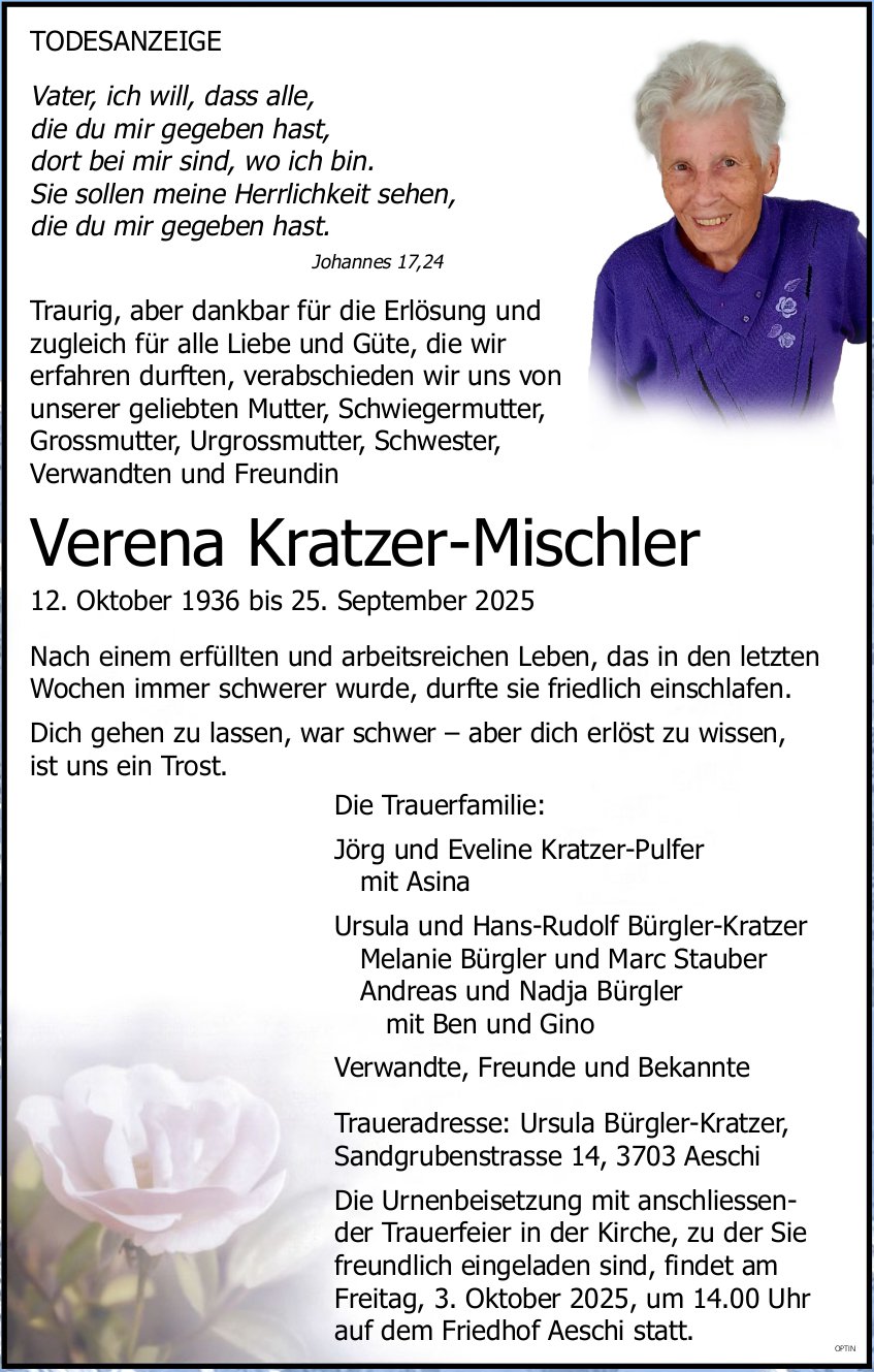 Verena Kratzer-Mischler, September 2025 / TA