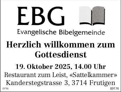 Gottesdienst, 19. Oktober, Restaurant zum Leist, Frutigen