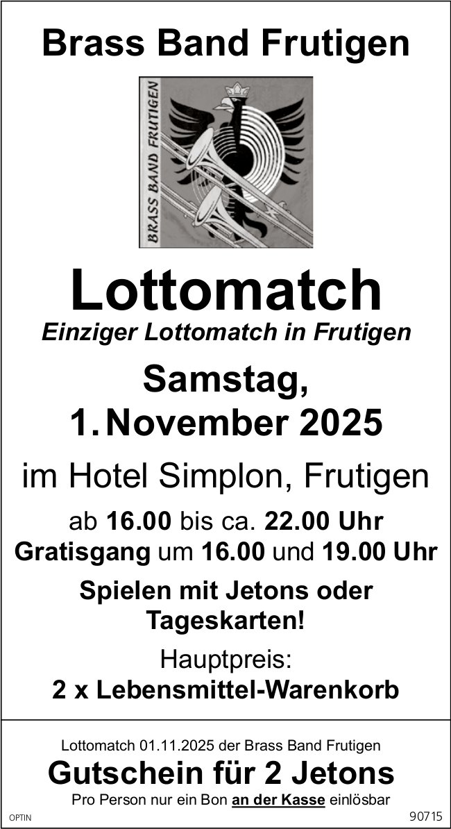 Lottomatch Brass Band, 1. November, Hotel Simplon, Frutigen