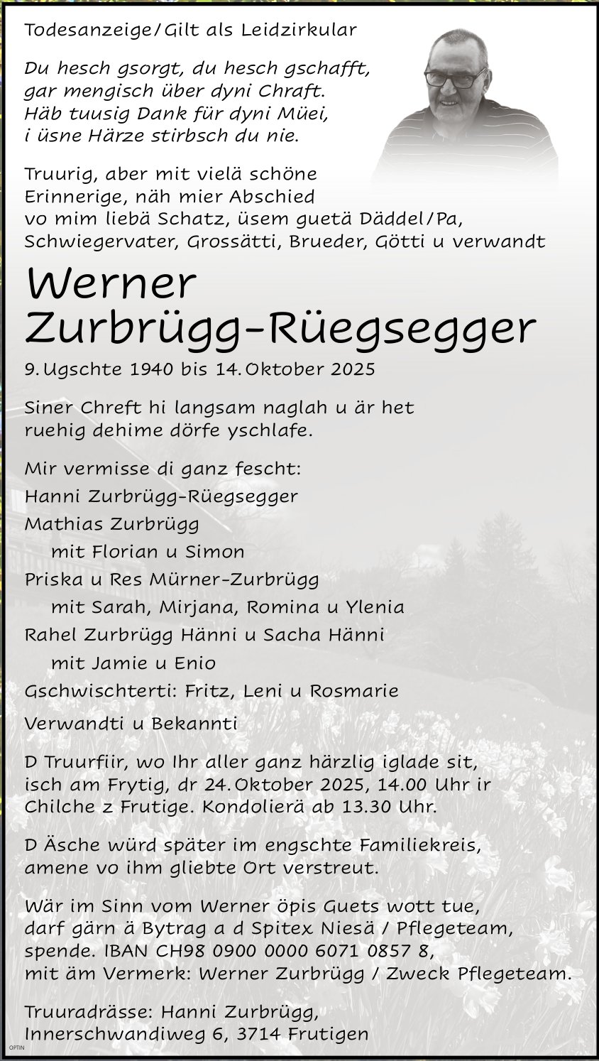 Zurbrügg-Rüegsegger, Oktober 2025 / TA