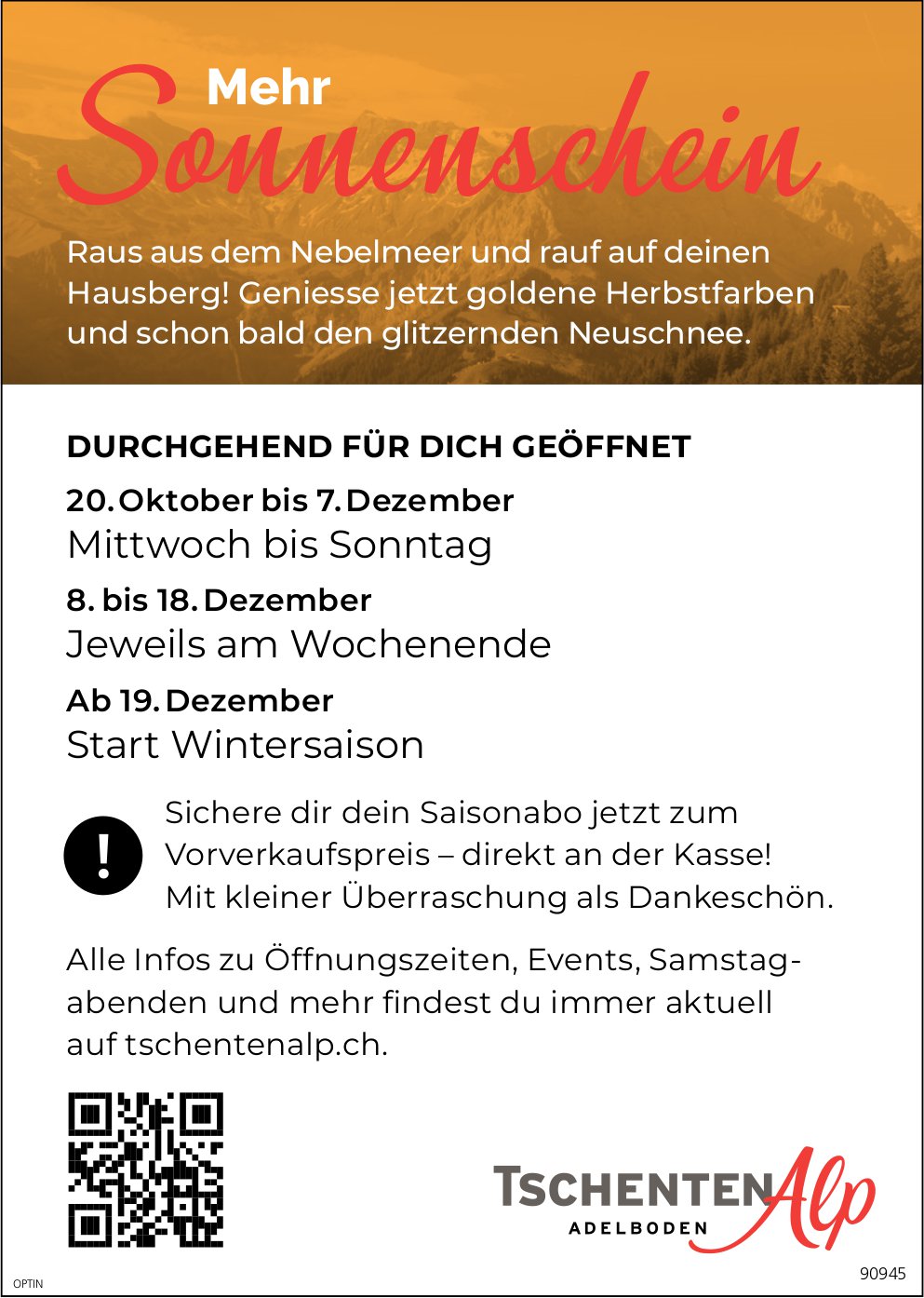 Tschenten Alp, Adelboden - Ab 19. Dezember Start Wintersaison
