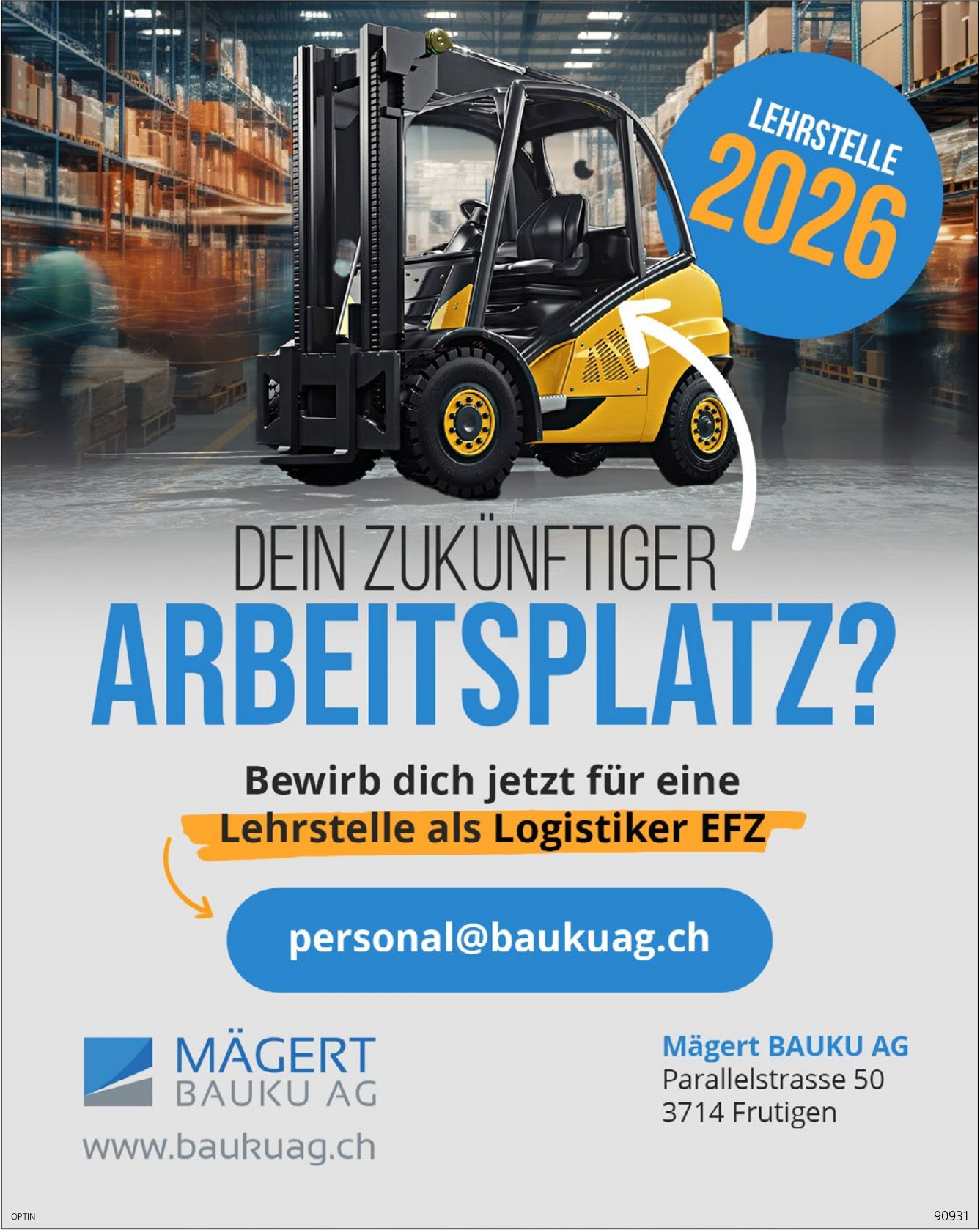 Lehrstelle als Logistiker EFZ, Mägert BAUKU AG, Frutigen, zu vergeben