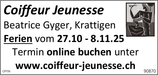 Coiffeur Jeunesse, Krattigen - Ferien, 27. Oktober bis 8. November