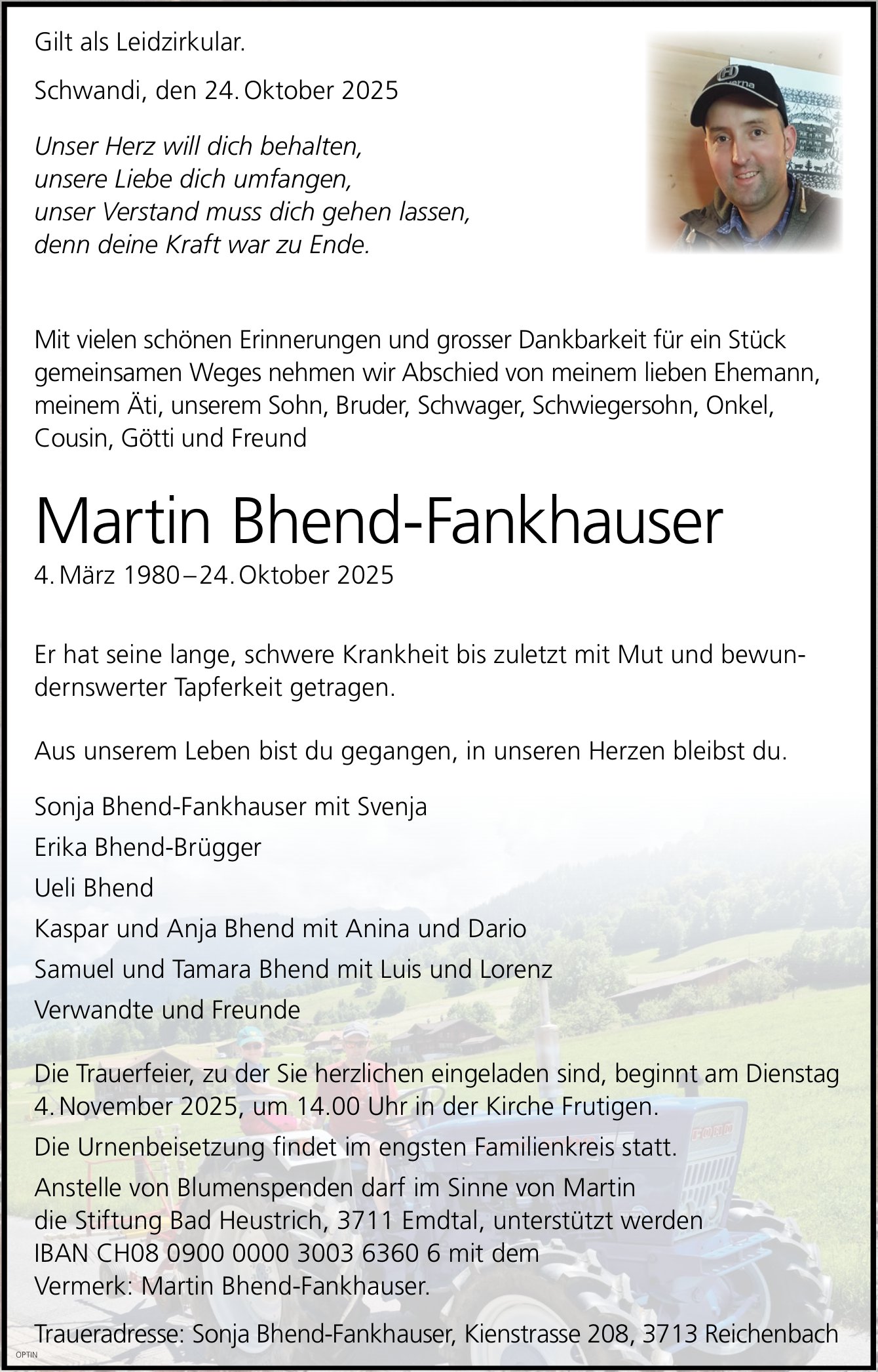 Martin Bhend-Fankhauser, Oktober 2025 / TA