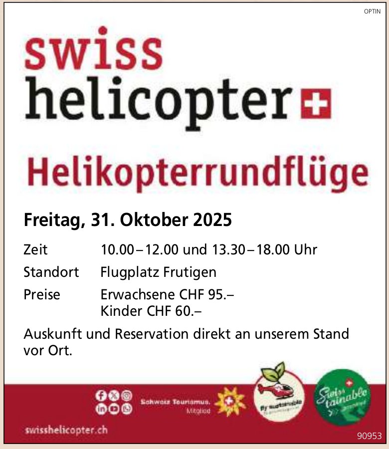 Helikopterrundflüge, 31. Oktober, Frutigen
