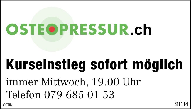 Osteopressur, Kurseinstieg sofort möglich