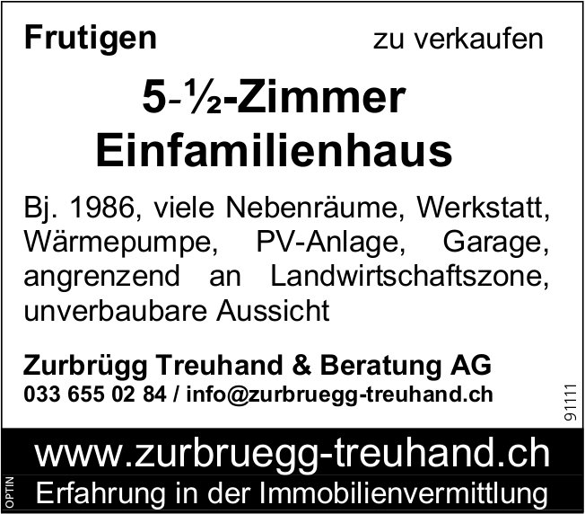 5.5-Zimmer Einfamilienhaus, Frutigen, zu verkaufen