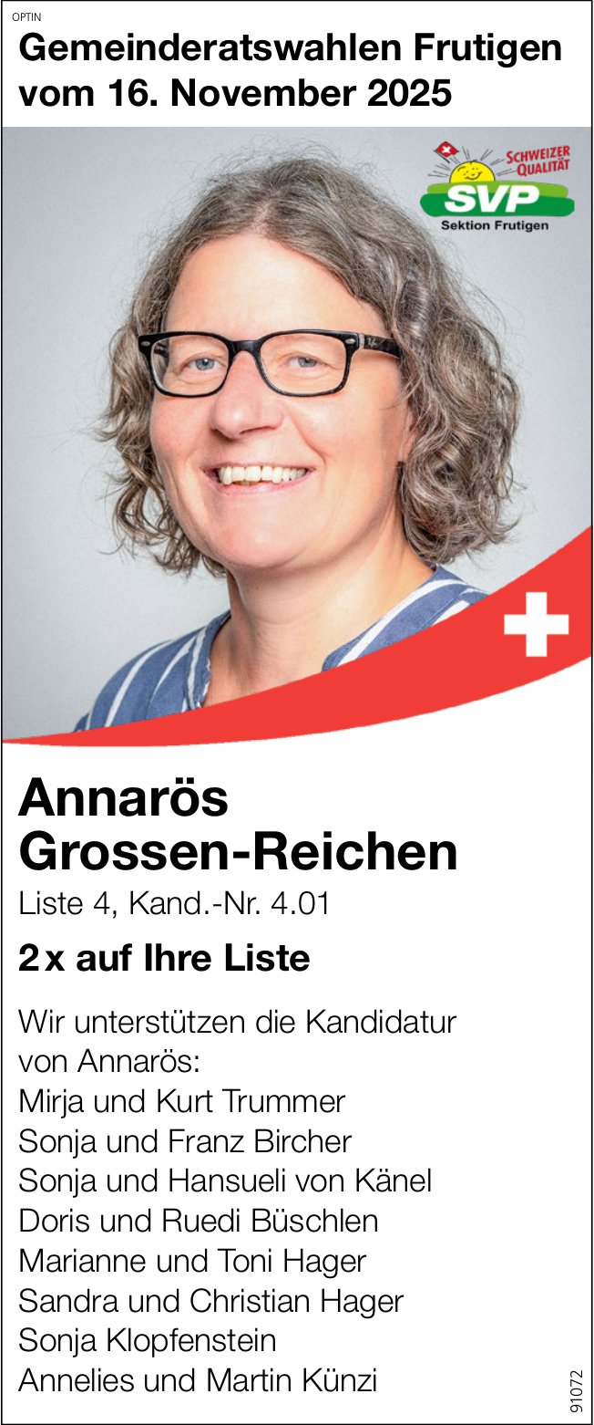 Annarös Grossen-Reichen in den Gemeinderat