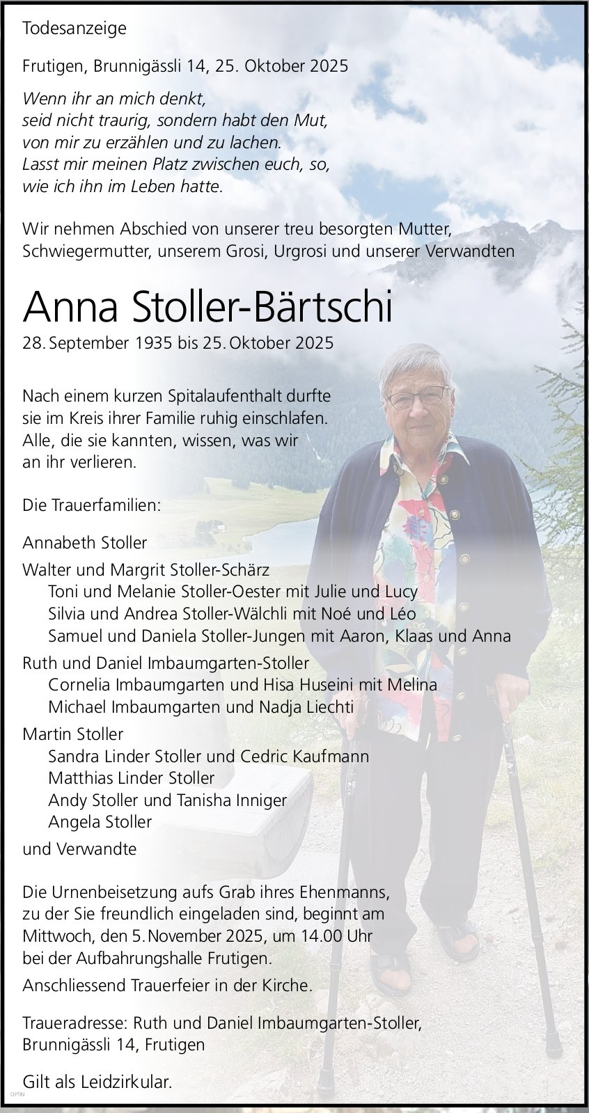 Anna Stoller-Bärtschi, Oktober 2025 / TA