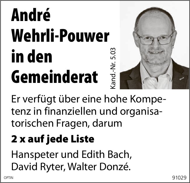 André Wehrli-Pouwer in den Gemeinderat