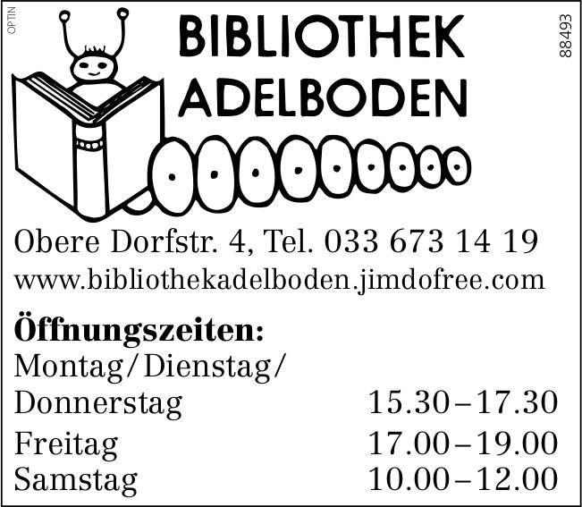 Bibliothek Adelboden, Öffnungszeiten