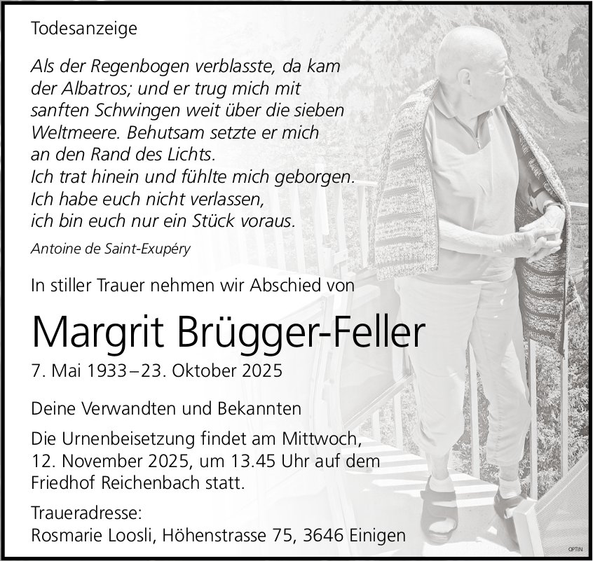 Margrit Brügger-Feller, Oktober 2025 / TA