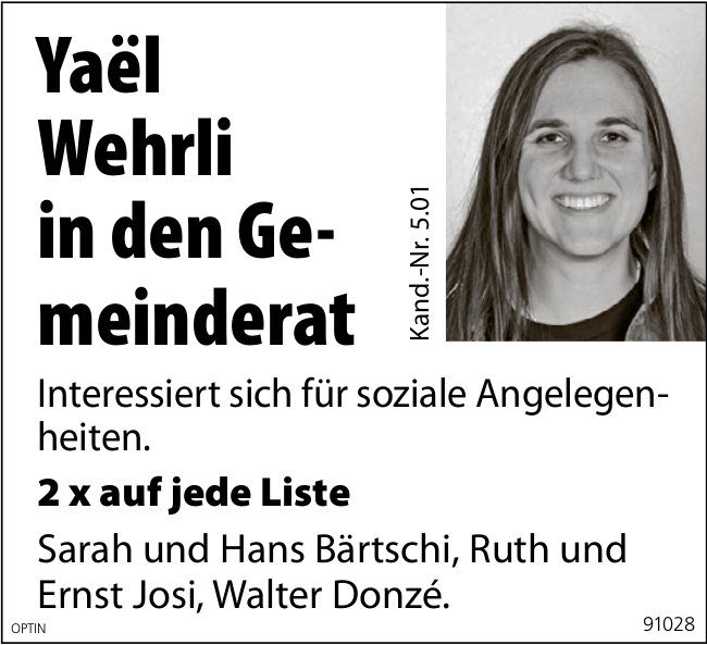 Yaël Wehrli in den Gemeinderat