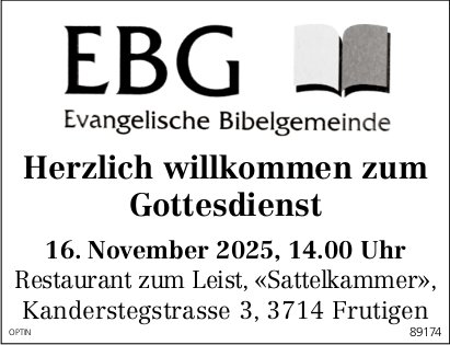 Gottesdienst, 16. November, Restaurant zum Leist, Frutigen