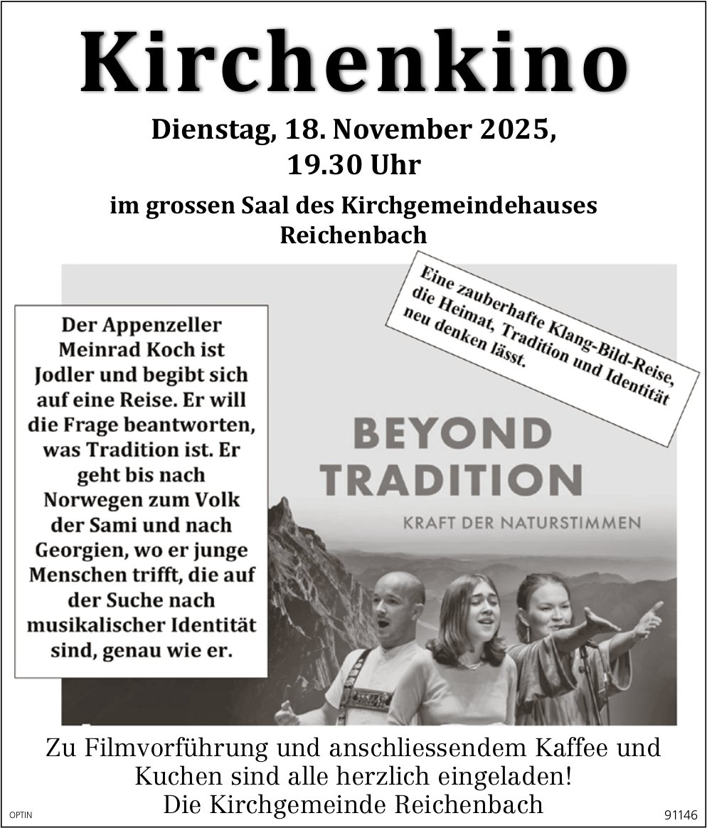 Kirchenkino, 18. November, Kirchgemeindehaus, Reichenbach