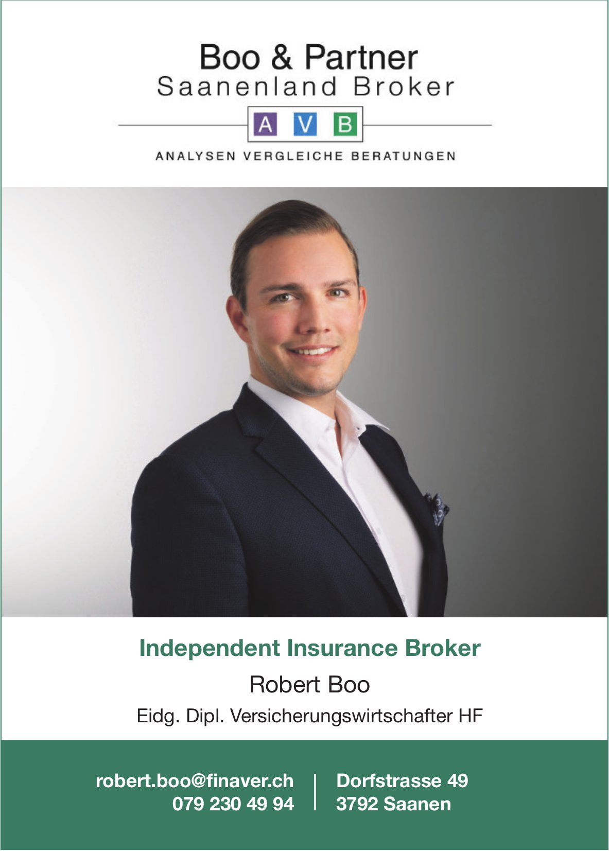 Boo & Partner, Saanenland Broker, Saanen - Independent Insurance Broker